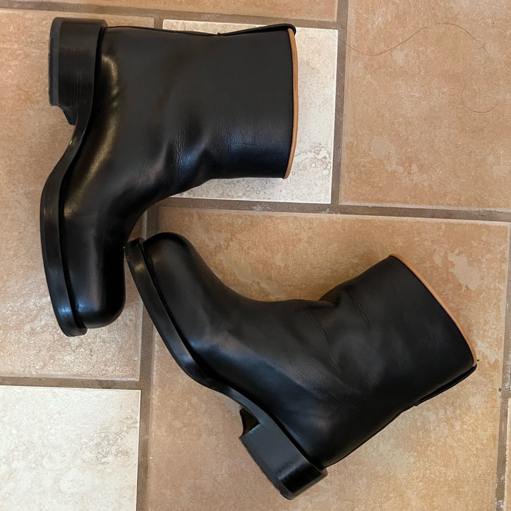 Jil Sander Black Leather Ankle Boots EU 34
